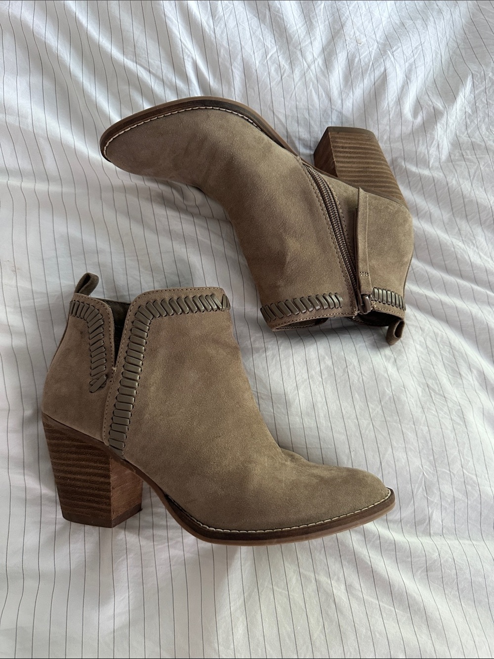 Dolce Vita - Taupe Suede Ankle Boots with Block Heel - 7